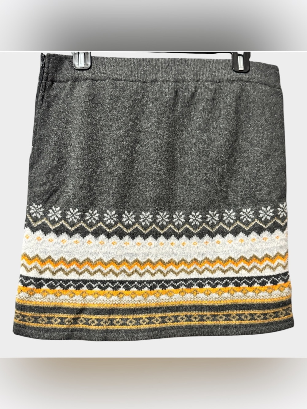 Everest Designs Women’s M Lambswool Fair Isle Knit Skirt Gray Nordic Wool - Picture 6 of 7